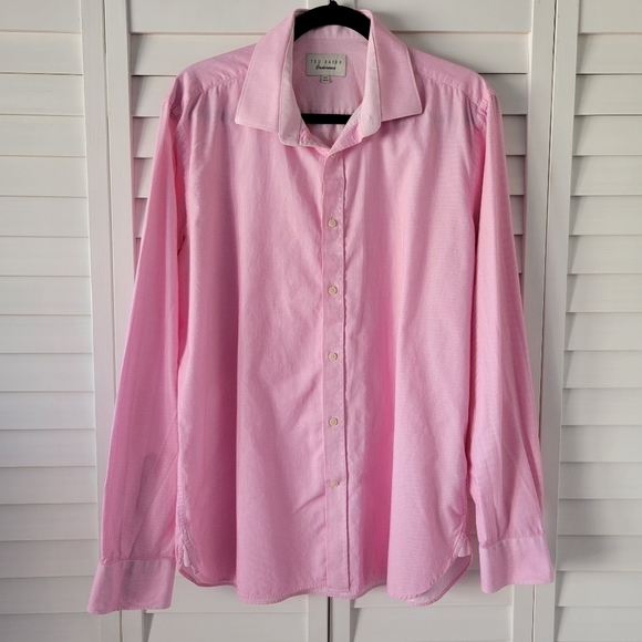 Ted Baker Endurance Pink Button-down Long Sleeve Slim Fit Shirt‎ Size 16.5 36/37 - Picture 1 of 10